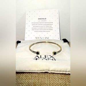 Alex & Ani Emerald/Gold Flex Cuff Bracelet New Luck Prosperity Nickel Free